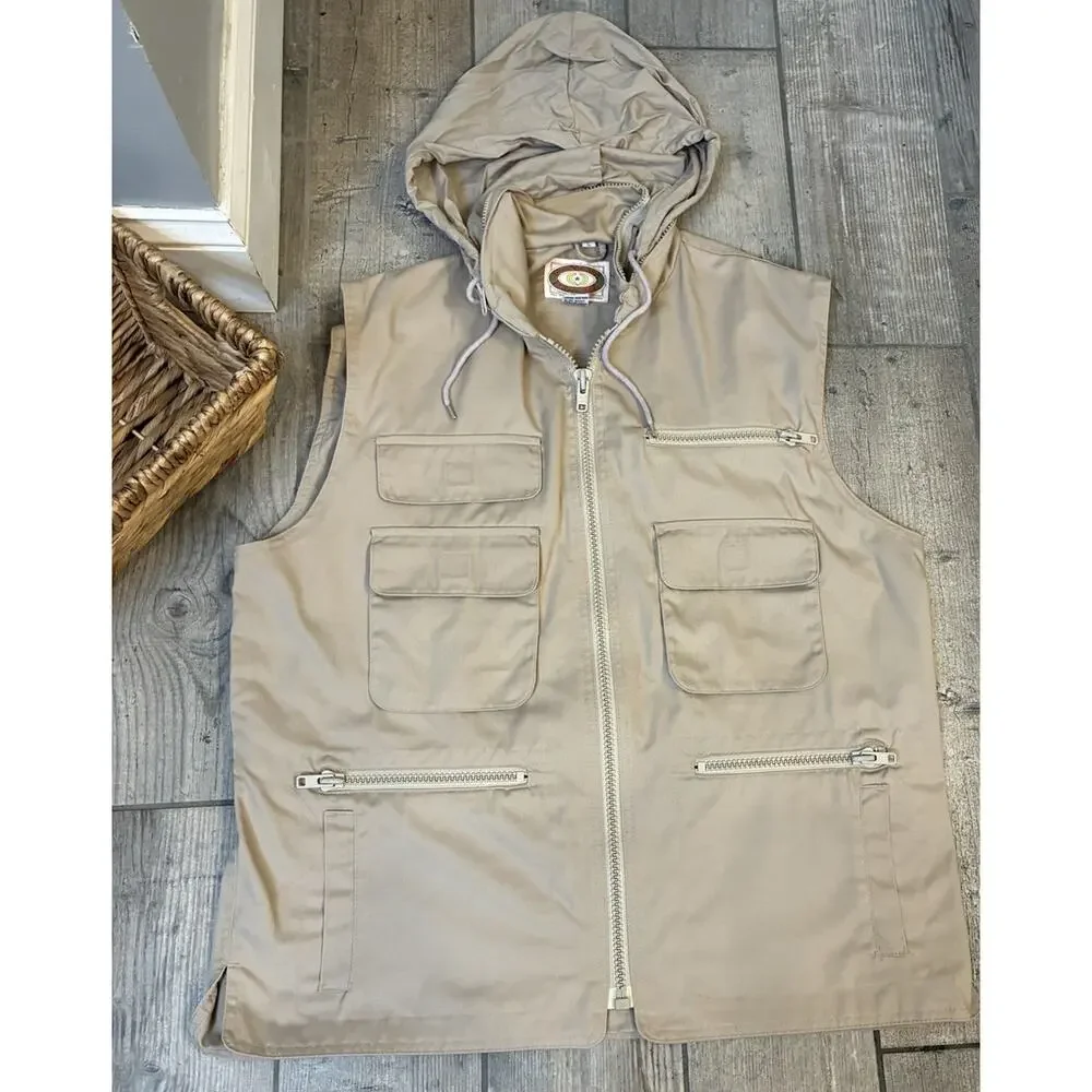 Vintage 80s Banana Republic Mill Valley Tag Bush Vest Large Hooded Safari